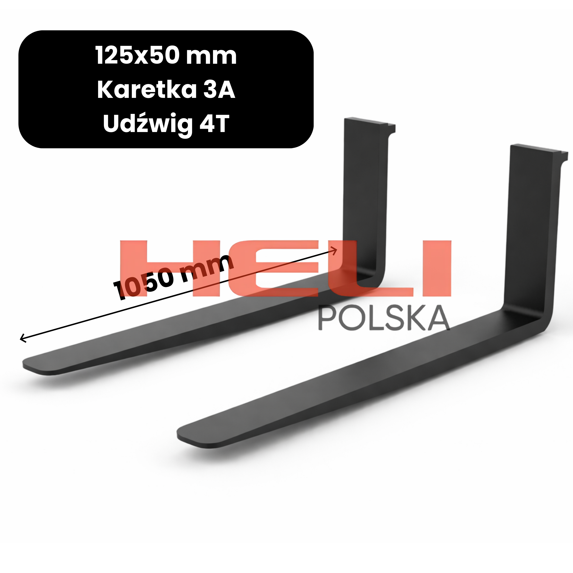 Complete forks length 1050mm carriage class 3A capacity 4T 125x50 mm