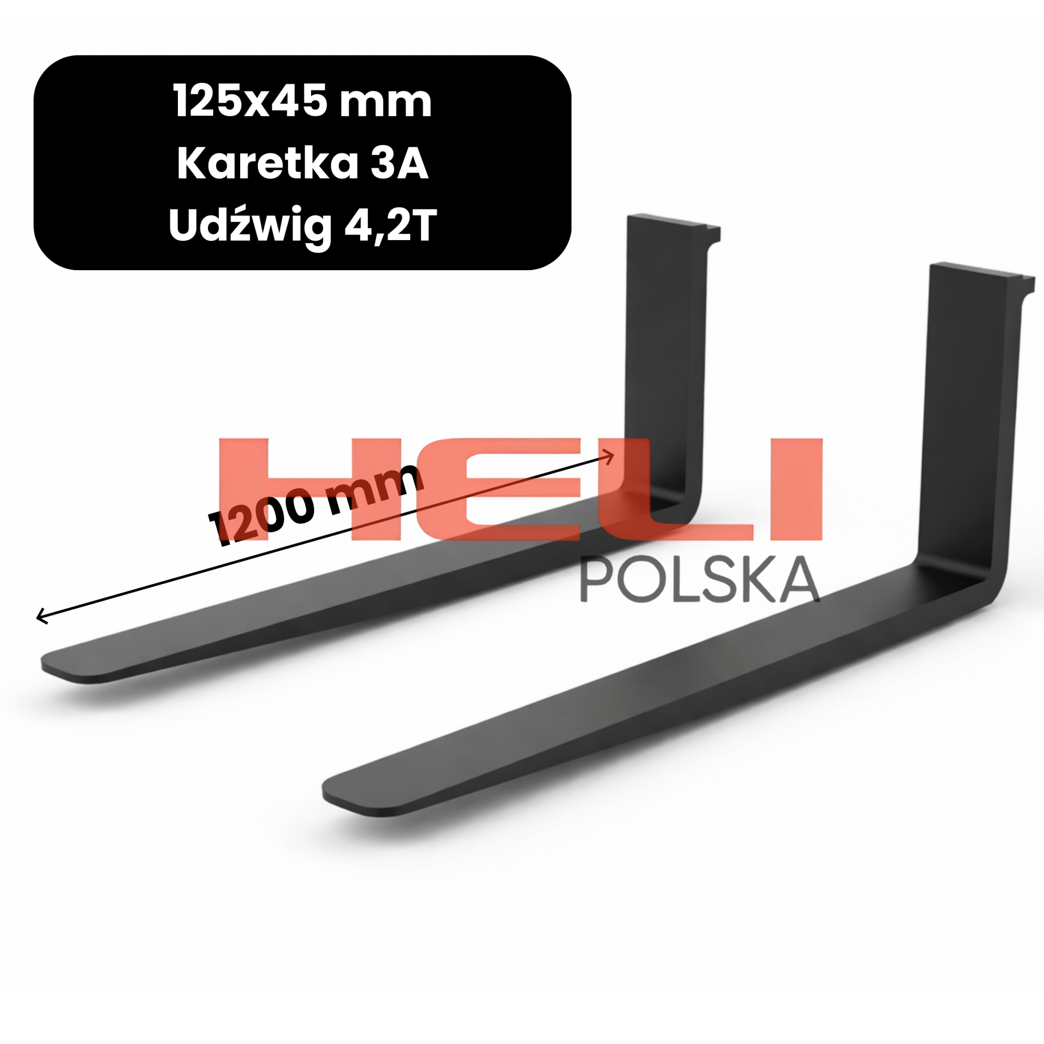 Kompletne widły długość 1200mm klasa karetki 3A udźwig 4,2T 125x50 mm - HELI POLSKA