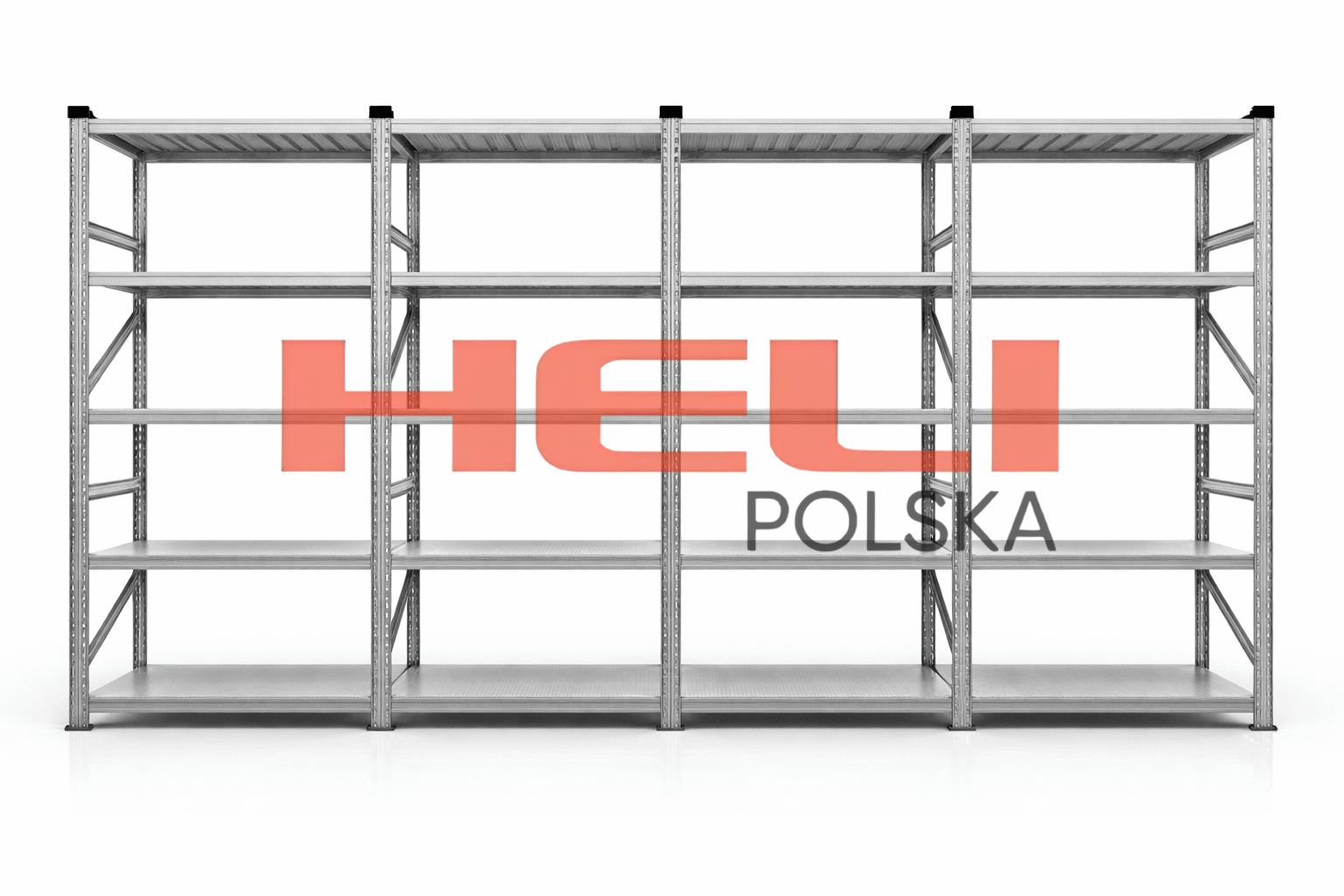 REGAŁ MAGAZYNOWY PREMIUM 20 PÓŁEK | STAL OCYNKOWANA | 4 MODUŁY W RZĘDZIE - HELI POLSKA