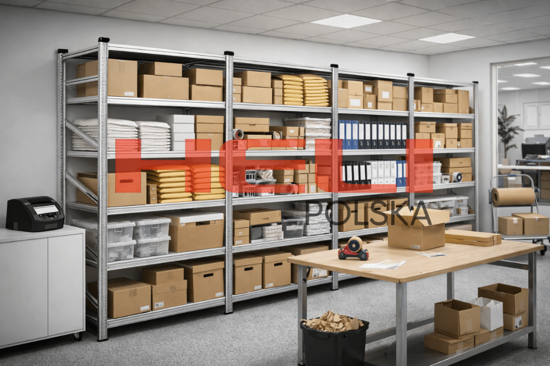 REGAŁ MAGAZYNOWY PREMIUM 20 PÓŁEK | STAL OCYNKOWANA | 4 MODUŁY W RZĘDZIE - HELI POLSKA